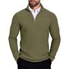 COOFANDY Men’s Quarter Zip Sweaters Slim Fit Lightweight Knitted Mock Neck Pullover Casual Polo Sweaters(Army Green)