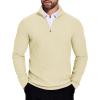 COOFANDY Men’s Quarter Zip Sweaters Slim Fit Lightweight Knitted Mock Neck Pullover Casual Polo Sweaters(Beige)