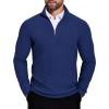 COOFANDY Men’s Quarter Zip Sweaters Slim Fit Lightweight Knitted Mock Neck Pullover Casual Polo Sweaters(Dark Blue)