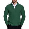COOFANDY Men’s Quarter Zip Sweaters Slim Fit Lightweight Knitted Mock Neck Pullover Casual Polo Sweaters(Dark Green)