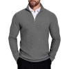 COOFANDY Men’s Quarter Zip Sweaters Slim Fit Lightweight Knitted Mock Neck Pullover Casual Polo Sweaters(Dark Grey)