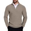 COOFANDY Men’s Quarter Zip Sweaters Slim Fit Lightweight Knitted Mock Neck Pullover Casual Polo Sweaters(Dark Khaki)