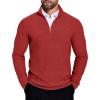 COOFANDY Men’s Quarter Zip Sweaters Slim Fit Lightweight Knitted Mock Neck Pullover Casual Polo Sweaters(Deep Red)
