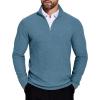 COOFANDY Men’s Quarter Zip Sweaters Slim Fit Lightweight Knitted Mock Neck Pullover Casual Polo Sweaters(Denim Blue)