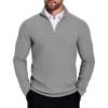 COOFANDY Men’s Quarter Zip Sweaters Slim Fit Lightweight Knitted Mock Neck Pullover Casual Polo Sweaters(Grey)