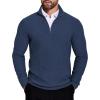 COOFANDY Men’s Quarter Zip Sweaters Slim Fit Lightweight Knitted Mock Neck Pullover Casual Polo Sweaters(Navy Blue)