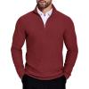COOFANDY Men’s Quarter Zip Sweaters Slim Fit Lightweight Knitted Mock Neck Pullover Casual Polo Sweaters(Wine Red)