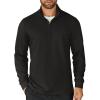 COOFANDY Men’s Quarter Zip Up Pullover Lightweight Mock Neck Sweatshirt Casual Long Sleeve Polo Shirt(01-black)