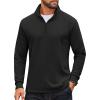 COOFANDY Men’s Quarter Zip Up Pullover Lightweight Mock Neck Sweatshirt Casual Long Sleeve Polo Shirt(Black)