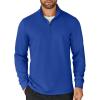 COOFANDY Men’s Quarter Zip Up Pullover Lightweight Mock Neck Sweatshirt Casual Long Sleeve Polo Shirt(Blue)