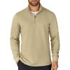 COOFANDY Men’s Quarter Zip Up Pullover Lightweight Mock Neck Sweatshirt Casual Long Sleeve Polo Shirt(Camel)