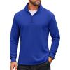 COOFANDY Men’s Quarter Zip Up Pullover Lightweight Mock Neck Sweatshirt Casual Long Sleeve Polo Shirt(Deep Blue)