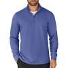COOFANDY Men’s Quarter Zip Up Pullover Lightweight Mock Neck Sweatshirt Casual Long Sleeve Polo Shirt(Denim Blue)
