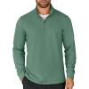 COOFANDY Men’s Quarter Zip Up Pullover Lightweight Mock Neck Sweatshirt Casual Long Sleeve Polo Shirt(Green)