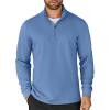 COOFANDY Men’s Quarter Zip Up Pullover Lightweight Mock Neck Sweatshirt Casual Long Sleeve Polo Shirt(Light Blue)