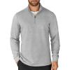 COOFANDY Men’s Quarter Zip Up Pullover Lightweight Mock Neck Sweatshirt Casual Long Sleeve Polo Shirt(Light Grey)