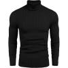 COOFANDY Mens Ribbed Slim Fit Knitted Pullover Casual Turtleneck Sweater(01-black)