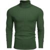 COOFANDY Mens Ribbed Slim Fit Knitted Pullover Casual Turtleneck Sweater(Army Green)