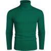 COOFANDY Mens Ribbed Slim Fit Knitted Pullover Casual Turtleneck Sweater(Dark Green)