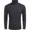 COOFANDY Mens Ribbed Slim Fit Knitted Pullover Casual Turtleneck Sweater(Dark Grey)