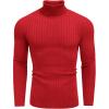 COOFANDY Mens Ribbed Slim Fit Knitted Pullover Casual Turtleneck Sweater(Fired Red)