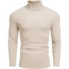 COOFANDY Men’s Ribbed Turtleneck Sweater Casual Basic Long Sleeve Knitted Pullover Sweater(Beige)