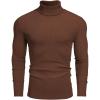 COOFANDY Men’s Ribbed Turtleneck Sweater Casual Basic Long Sleeve Knitted Pullover Sweater(Brown)