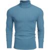 COOFANDY Men’s Ribbed Turtleneck Sweater Casual Basic Long Sleeve Knitted Pullover Sweater(Dark Blue)