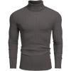 COOFANDY Men’s Ribbed Turtleneck Sweater Casual Basic Long Sleeve Knitted Pullover Sweater(Dark Gray)