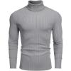 COOFANDY Men’s Ribbed Turtleneck Sweater Casual Basic Long Sleeve Knitted Pullover Sweater(Gray)