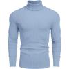 COOFANDY Men’s Ribbed Turtleneck Sweater Casual Basic Long Sleeve Knitted Pullover Sweater(Light Blue)
