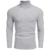 COOFANDY Men’s Ribbed Turtleneck Sweater Casual Basic Long Sleeve Knitted Pullover Sweater(Light Grey)