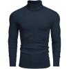COOFANDY Men’s Ribbed Turtleneck Sweater Casual Basic Long Sleeve Knitted Pullover Sweater(Navy Blue)