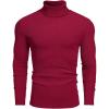 COOFANDY Men’s Ribbed Turtleneck Sweater Casual Basic Long Sleeve Knitted Pullover Sweater(Wine Red)