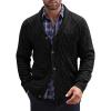 COOFANDY Mens Shawl Collar Cardigan Sweater Slim Fit Button Down Cable Knitted Sweater with Pockets(Black)
