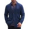 COOFANDY Mens Shawl Collar Cardigan Sweater Slim Fit Button Down Cable Knitted Sweater with Pockets(Blue)