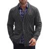 COOFANDY Mens Shawl Collar Cardigan Sweater Slim Fit Button Down Cable Knitted Sweater with Pockets(Dark Grey)