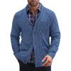 COOFANDY Mens Shawl Collar Cardigan Sweater Slim Fit Button Down Cable Knitted Sweater with Pockets(Denim Blue)