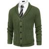 COOFANDY Men’s Shawl Collar Cardigan Sweater Slim Fit Cable Knit Button up Sweater with Pockets(Army Green)