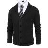 COOFANDY Men’s Shawl Collar Cardigan Sweater Slim Fit Cable Knit Button up Sweater with Pockets(Black)
