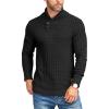 COOFANDY Men’s Shawl Collar Pullover Sweater Casual Slim Fit Button Textured Knit Sweaters(Black)
