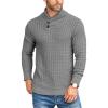 COOFANDY Men’s Shawl Collar Pullover Sweater Casual Slim Fit Button Textured Knit Sweaters(Grey)