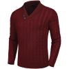 COOFANDY Men’s Shawl Collar Pullover Sweater Slim Fit Casual Button Cable Knit Sweaters(1-wine Red)