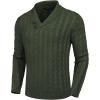 COOFANDY Men’s Shawl Collar Pullover Sweater Slim Fit Casual Button Cable Knit Sweaters(Army Green)