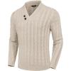 COOFANDY Men’s Shawl Collar Pullover Sweater Slim Fit Casual Button Cable Knit Sweaters(Beige)