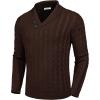 COOFANDY Men’s Shawl Collar Pullover Sweater Slim Fit Casual Button Cable Knit Sweaters(Brown)