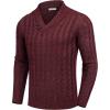 COOFANDY Men’s Shawl Collar Pullover Sweater Slim Fit Casual Button Cable Knit Sweaters(Burgundy)