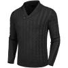 COOFANDY Men’s Shawl Collar Pullover Sweater Slim Fit Casual Button Cable Knit Sweaters(Dark Grey)