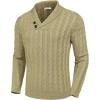 COOFANDY Men’s Shawl Collar Pullover Sweater Slim Fit Casual Button Cable Knit Sweaters(Dark Khaki)