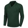 COOFANDY Men’s Shawl Collar Pullover Sweater Slim Fit Casual Button Cable Knit Sweaters(Green)